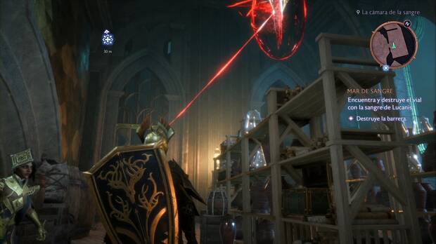 Dragon Age: The Veilguard - Mar de sangre: cristales rojos que mantienen la barrera de la última sala