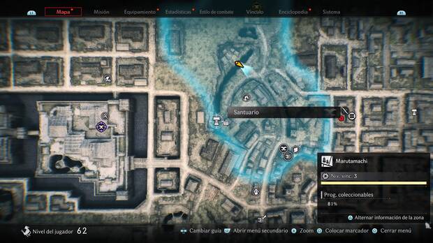 Rise of the Ronin - Localización en el mapa del Santuario #44 en Marutamachi