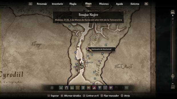 The Elder Scrolls IV: Oblivion Remastered - Nocturnal, ubicación del Santuario de Nocturnal